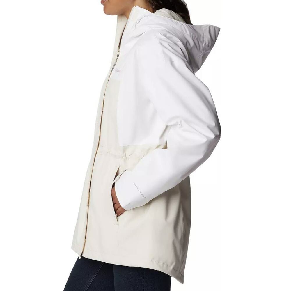 [WOMENS Small] Columbia Hikebound Long Jacket Tan White S Waterproof Lightweight - Picture 3 of 12